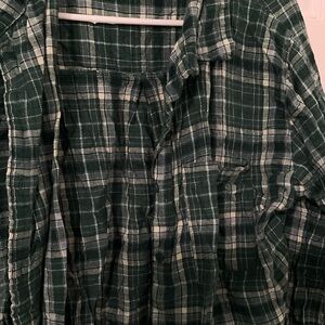 Green Plaid Button-Up Shirt